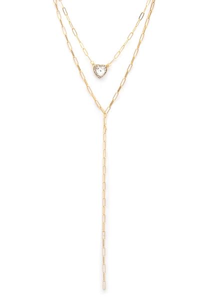 SODAJO Heart Charm Oval Y Shape Necklace