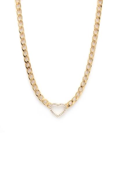 Heart Charm Curb Link Necklace