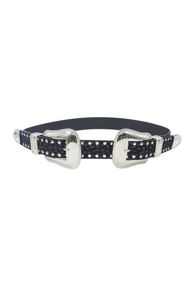 Trim Western Double Buckle Dot Leopard Belt