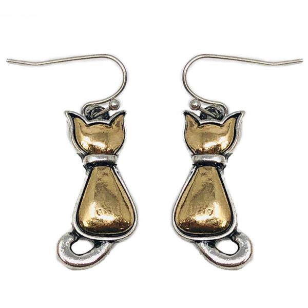 Two Tone Cat Earring