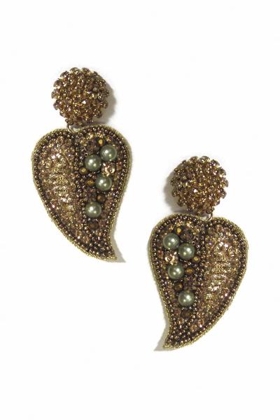 SEED BEAD HEART DANGLE DANGLE EARRING