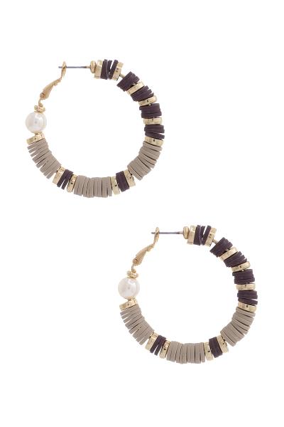 RUBBER DISC BEAD HOOP EARRING