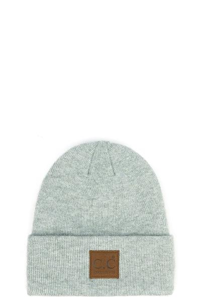 CC HAT HEATHER KINT BEANIES HAT WITH C.C SUEDE PATCH