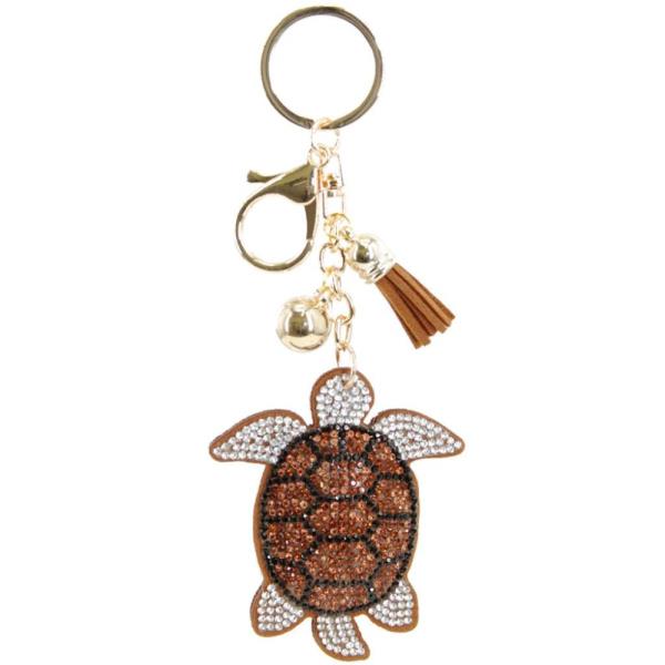 RHINESTONE TURTLE TASSEL KEY CHAIN