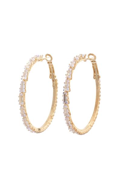 RHINESTONE EDGE HOOP EARRING
