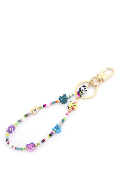 CUTE ANIMAL CLAY BEAD SEED BEAD KEYCHAN