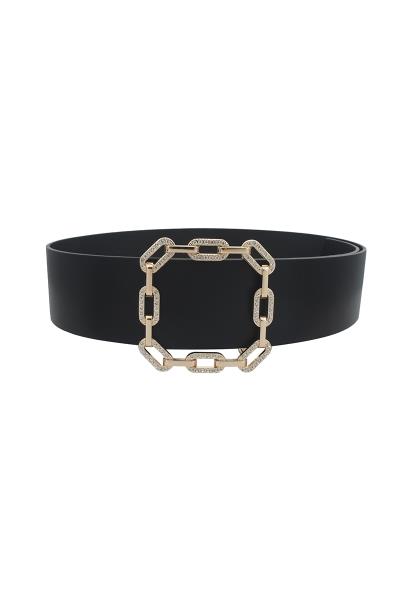 RHINESTONE PAVE CHAIN LINK SQUARE BUCKLE BELT
