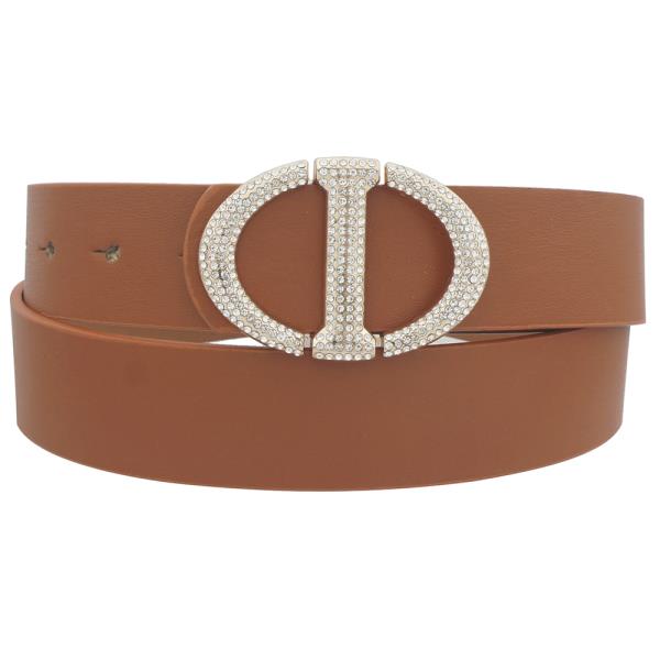 MIRRORED D RHINESTONE PAVE BUCKLE BELT