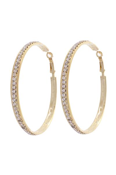 RHINESTONE EDGE METAL HOOP EARRING
