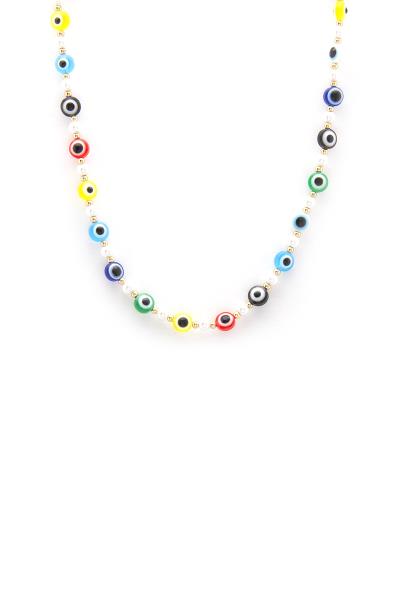 Evil Eye Pearl Bead Necklace