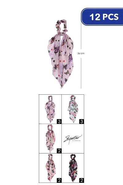 Butterfly Tassel Hair Scrunchies (12 Units)