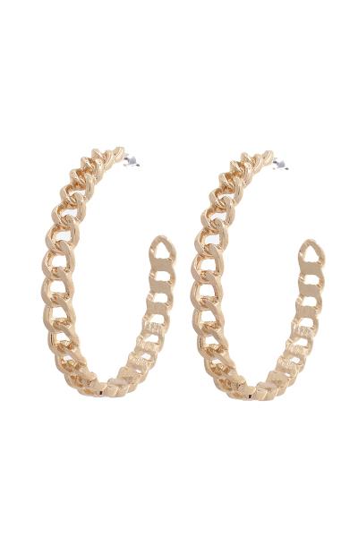 CURB CHAIN OPEN HOOP EARRING
