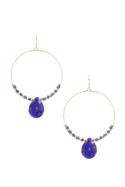 Crystal Metal Bead Flower Resin Dangle Earring