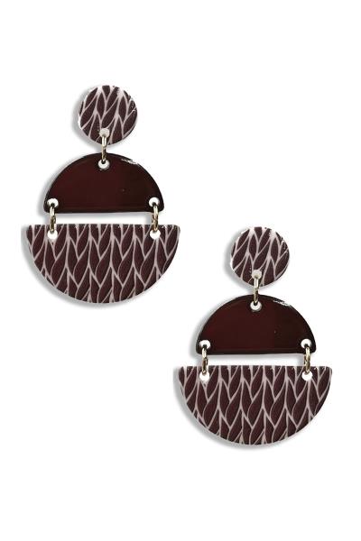 FASHION RESIN BRAID PATTERN HALFMOON DANGLE EARRING