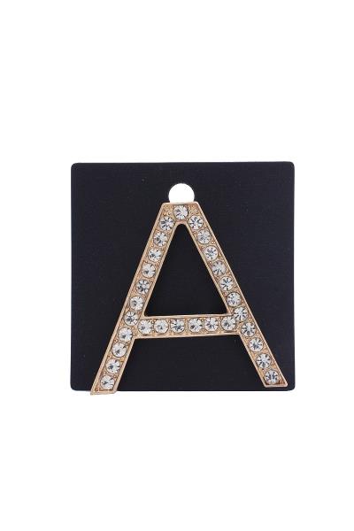 INITIAL RHINESTONE BROOCH