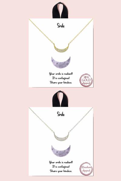 18K Gold Rhodium Dipped Smile Necklace