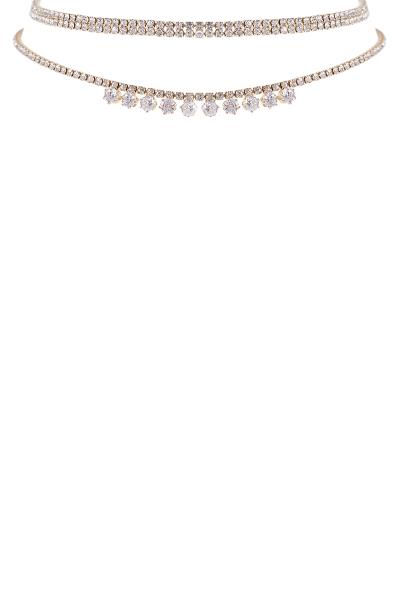 Cubic Zirconia 2 Choker Collar Necklace