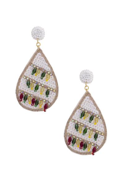 SEED BEAD CHRISTMAS TEARDROP DANGLE EARRING