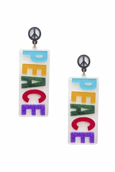 Resin Peace Dangle Earring