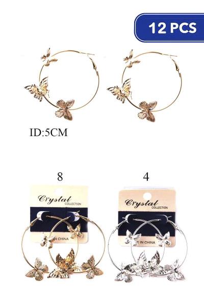 Butterfly Hoop Earring Set (12 Units)