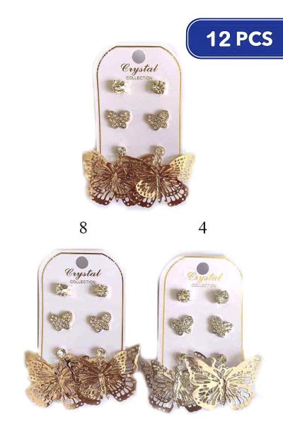 Butterfly Stud Earring Set (12 Units)