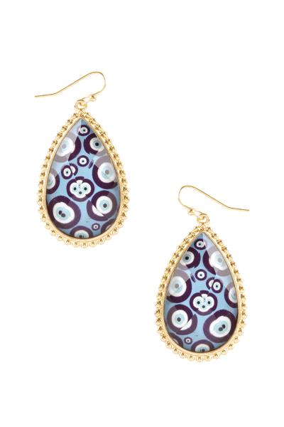 Resin Clear Evil Eye Teardrop Dangle Earring
