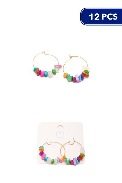 Stone Color Hoop Earring (12 Units)