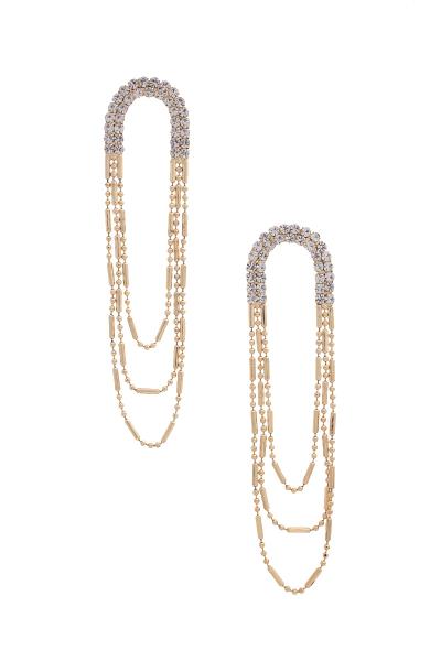 Triple Oval Rhinestone Chain Dangle Earring