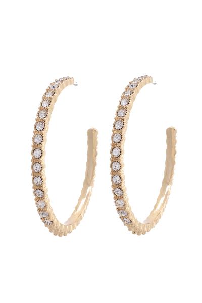 RHINESTONE EDGE HOOP EARRING