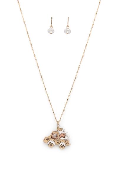 CHRISTMAS TRUCK CHARM NECKLACE