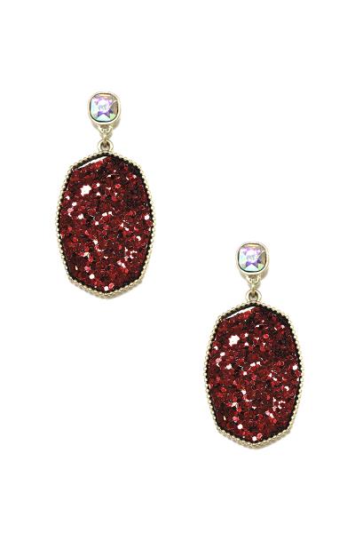 Pentagon Glitter Resin Dangle Earring