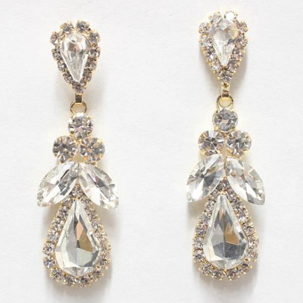 Double Teardrop Leaf Rhinestone Earring