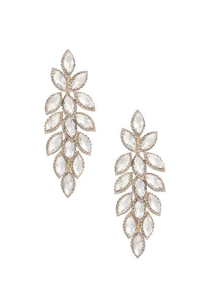 Leaf Pattern Rhinestone Dangle Earring