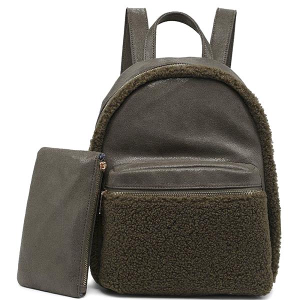 2IN1 SMOOTH FUR SUFFOLK BACKPACK WITH CLUTCH SET