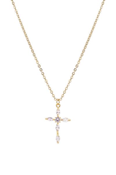 CUBIC ZIRCONIA CROSS PENDANT NECKLACE