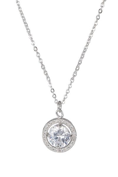 8mm Cubic Zirconia Round Pendant Necklace