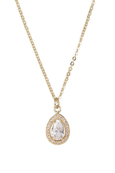 5X8 MM CUBIC ZIRCONIA PEAR SHAPE NECKLACE