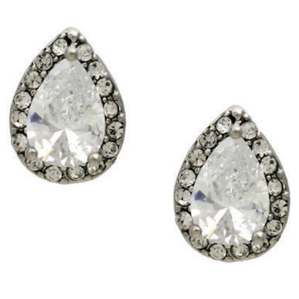 Pear Cubic Zirconia Teardrop Stud Earring