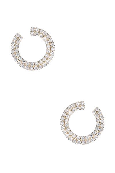 CUBIC ZIRCONIA 2 LINE OPEN CIRCLE POST EARRING