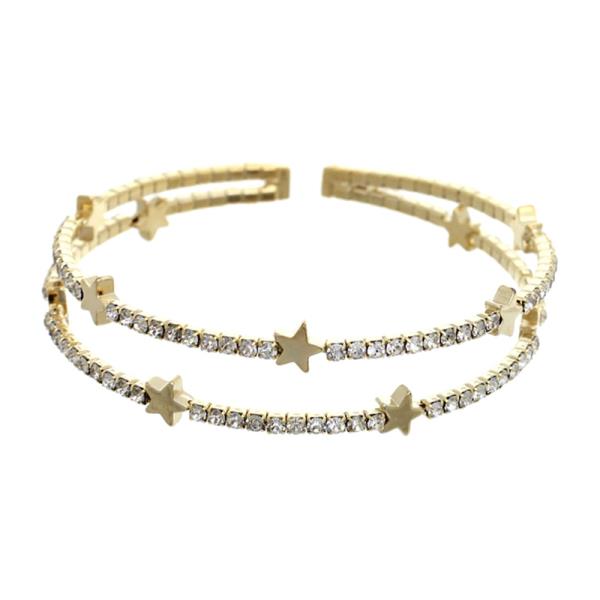 RHINESTONE 2 LINE STAR WIRE BRACELET