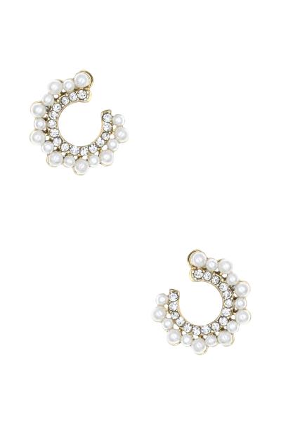 Pearl with Crystal C Hoop Earring