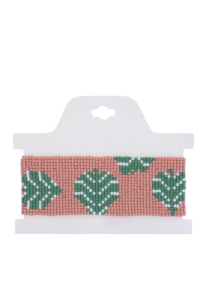 Tropical Leaf Pattern Seed Bead Bracelet