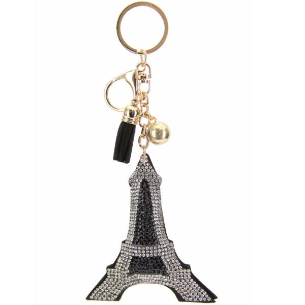 RHINESTONE EIFFEL TOWER TASSEL KEY CHAIN
