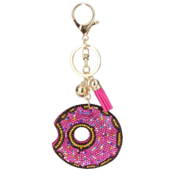 RHINESTONE DONUT TASSEL KEY CHAIN