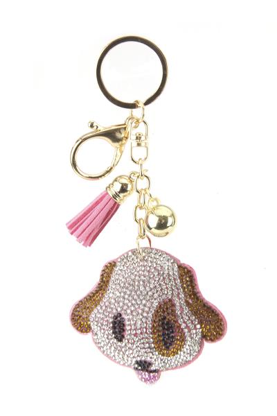 RHINESTONE DOG TASSEL KEY CHAIN