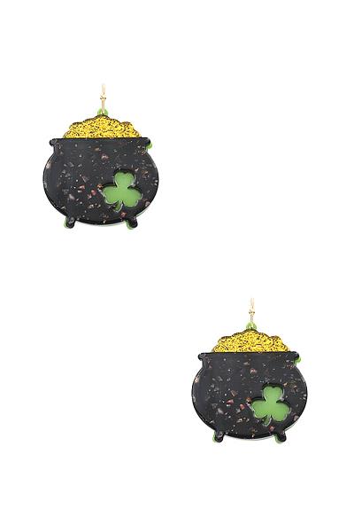 Gold Cauldron Green Day Earring