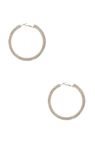 Rhinestone 60mm Open Hoop Earring