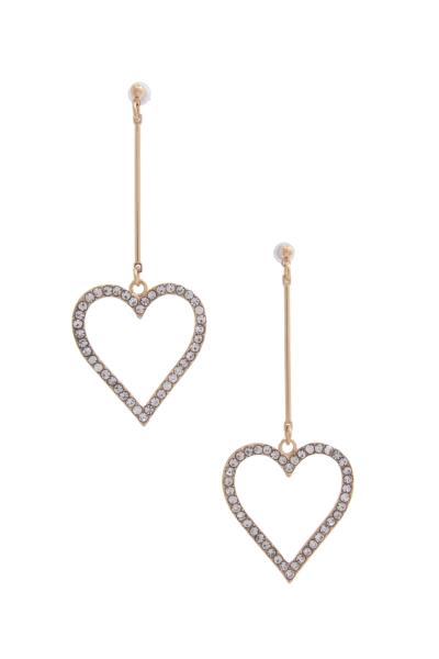 Heart Rhinestone Metal Bar Dangle Earring