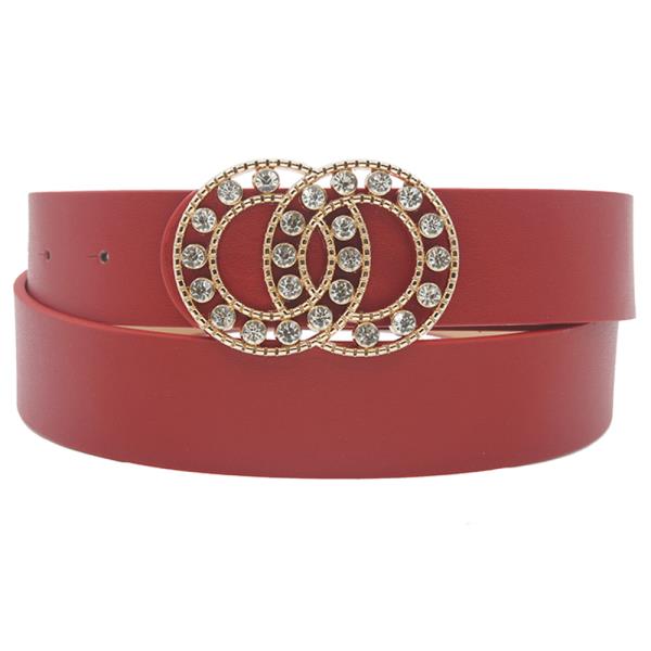DOUBLE CIRCLE RHINESTONE BUCKLE BELT