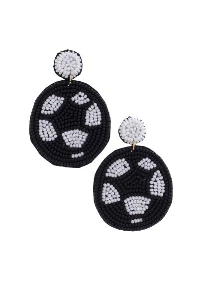 Soccer Ball Seed Bead Earring